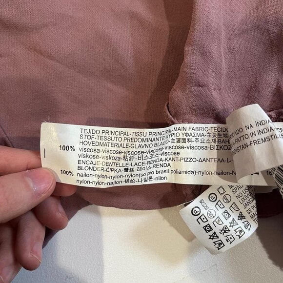 y2k dusty pink lace trim tie detail tank top boho fairy coquette vintage sultury - Picture 7 of 7